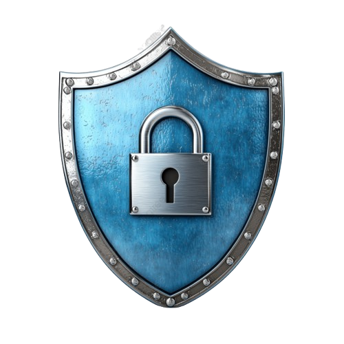 Shield icon overlay on a checkout page that shows a lock icon